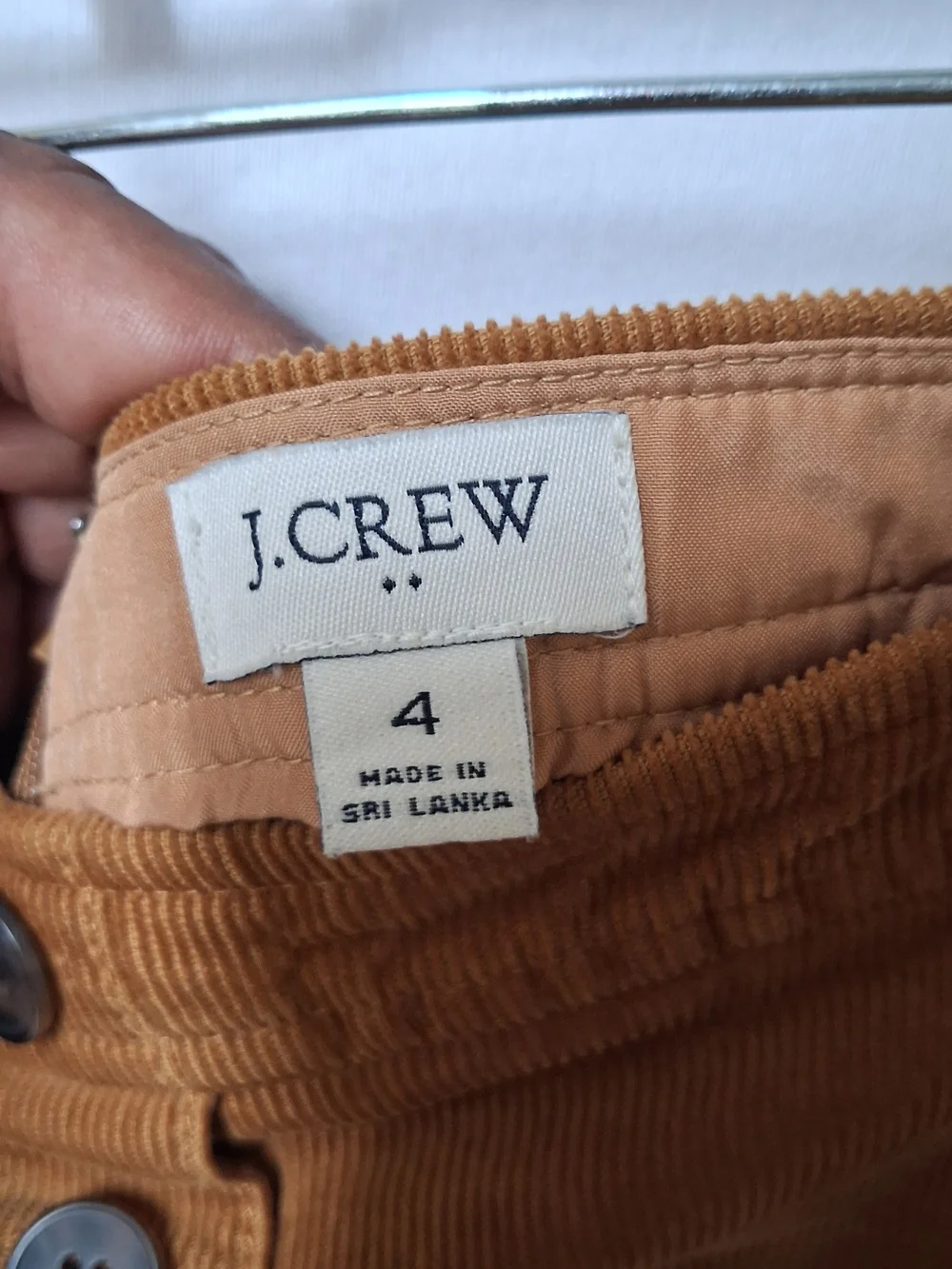 J.Crew Corduroy Mini Skirt Brown Button Front Pockets Size 4